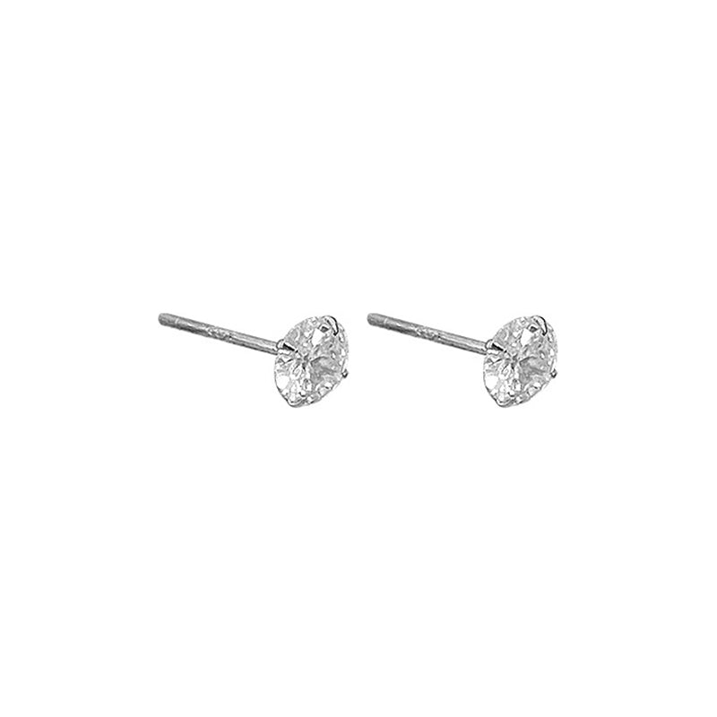 Ohrstecker aus 925 Sterling Silber mit rundem Zirkonia in Krappenfassung, erhältlich in 4 mm, 6 mm und 8 mm