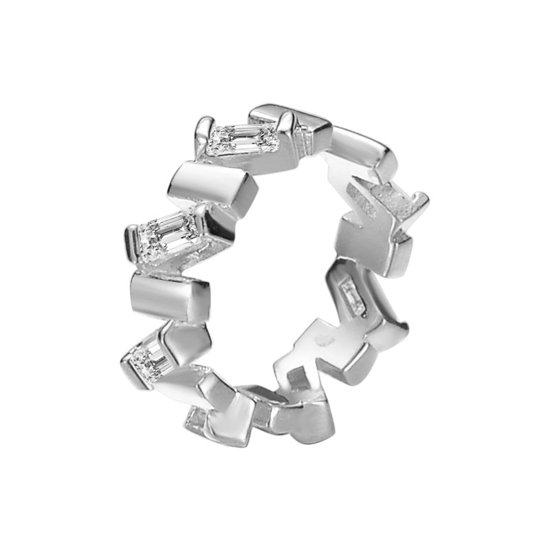 Baguette Ear Cuff aus 925 Sterling Silber mit Zirkonia, ohne Piercing, anpassbar, leichter Tragekomfort