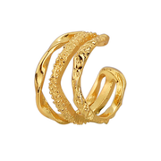 Ear Cuff mit dreifacher, organischer Linienführung und strukturierter Oberfläche, poliert, 925 Sterling Silber, varianten in Silber und Gold