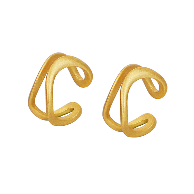 Matte Ear Cuff Ohrklemme aus 925 Sterling Silber mit weichen Kurven, doppellinige Form, modern und minimal