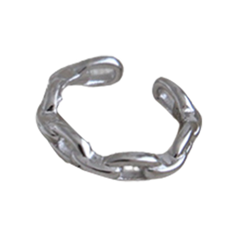 Ear Cuff in Kettenglied-Optik, polierte Oberfläche, offen tragbar ohne Ohrloch, modern-minimaler Look aus 925 Sterling Silber