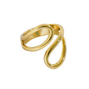 Offener Ring mit fließender Doppellinie aus 925 Sterling Silber, poliert, modernes minimalistisches Design