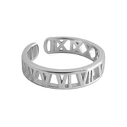 Verstellbarer Ring mit römischen Ziffern aus 925 Sterling Silber im Cut-out-Design