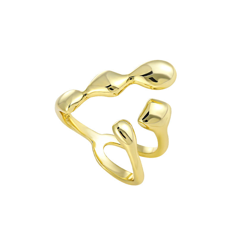 Moderner offener Ring aus 925 Sterling Silber mit organischer Form, poliert und in Gold oder Silber erhältlich
