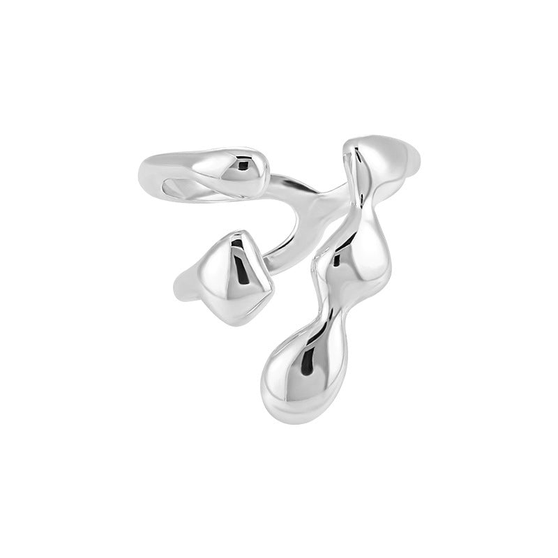 Moderner offener Ring aus 925 Sterling Silber mit organischer Form, poliert und in Gold oder Silber erhältlich