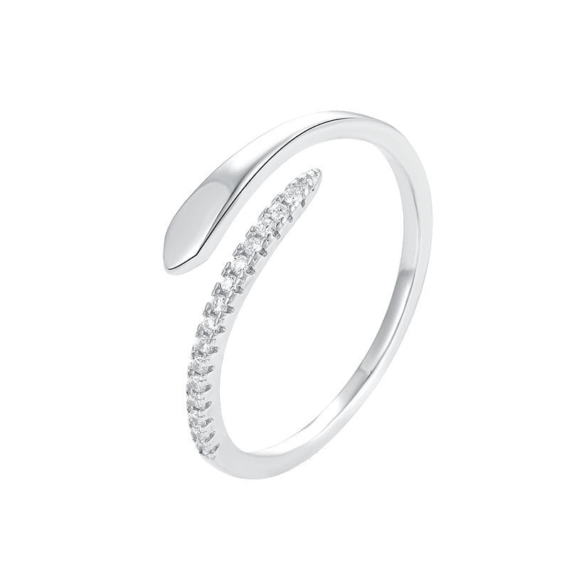 Offener Ring aus 925 Sterling Silber mit Zirkonia, geschwungenes Design in Gold oder Silber