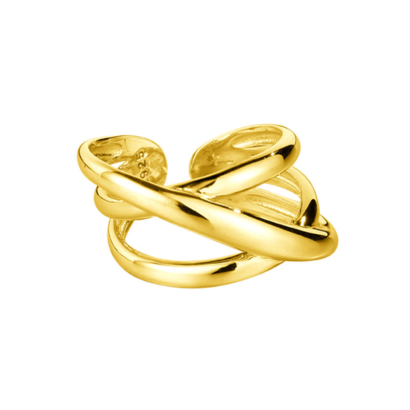 Verstellbarer Ring aus 925 Sterling Silber, Kreuzdesign, 18K vergoldet oder rhodiniert