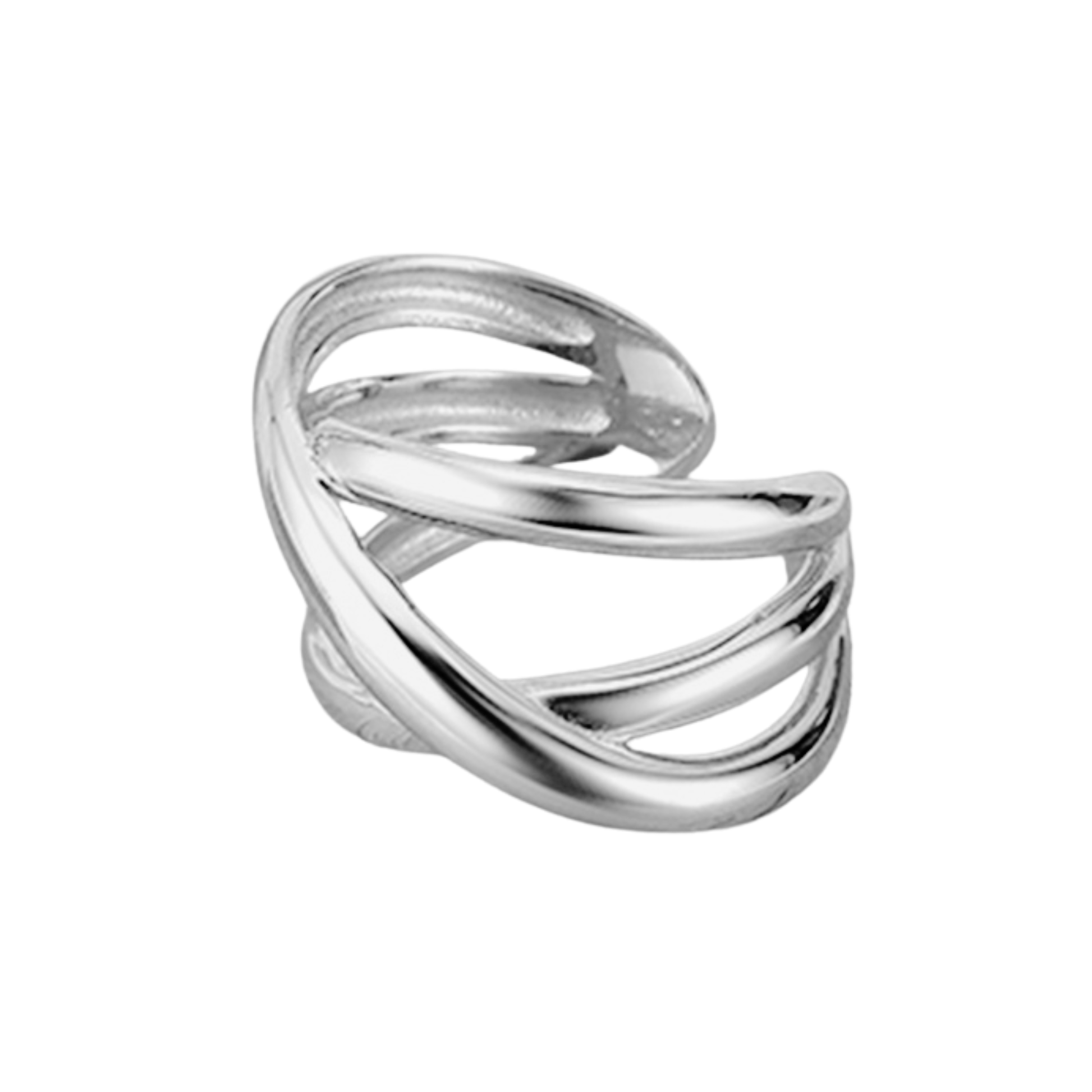 Verstellbarer Ring aus 925 Sterling Silber, Kreuzdesign, 18K vergoldet oder rhodiniert