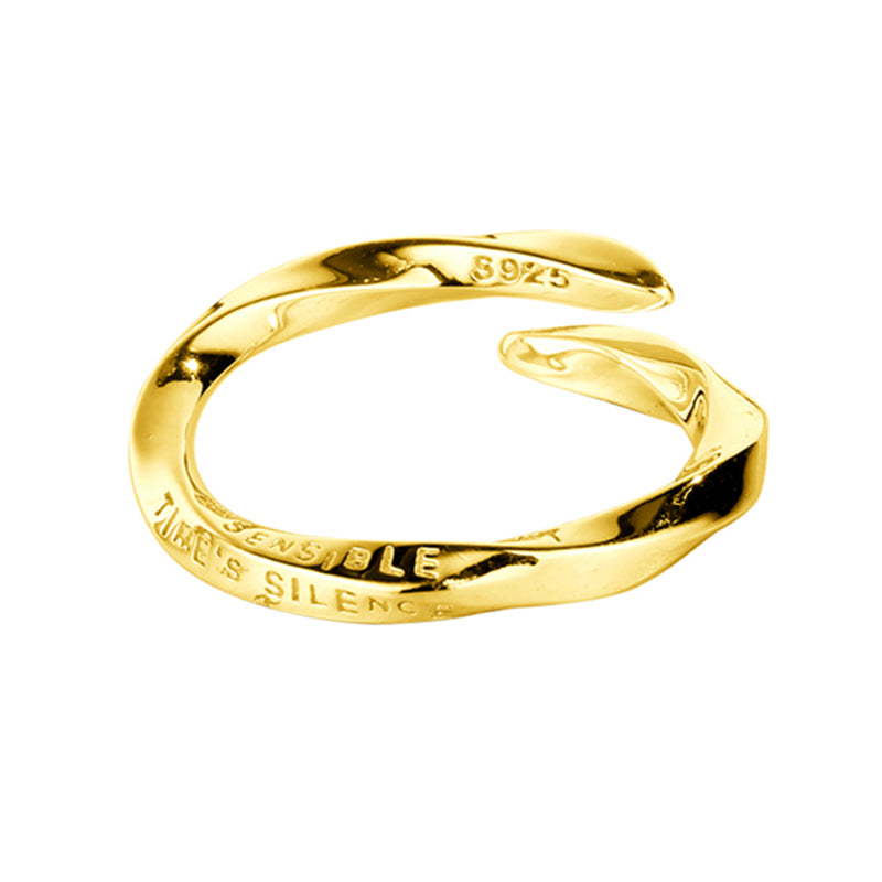 Verstellbarer Ring aus 925 Sterling Silber mit Gravur und organischer Form, poliert, 18K vergoldet oder rhodiniert