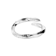 Verstellbarer Ring aus 925 Sterling Silber mit Gravur und organischer Form, poliert, 18K vergoldet oder rhodiniert