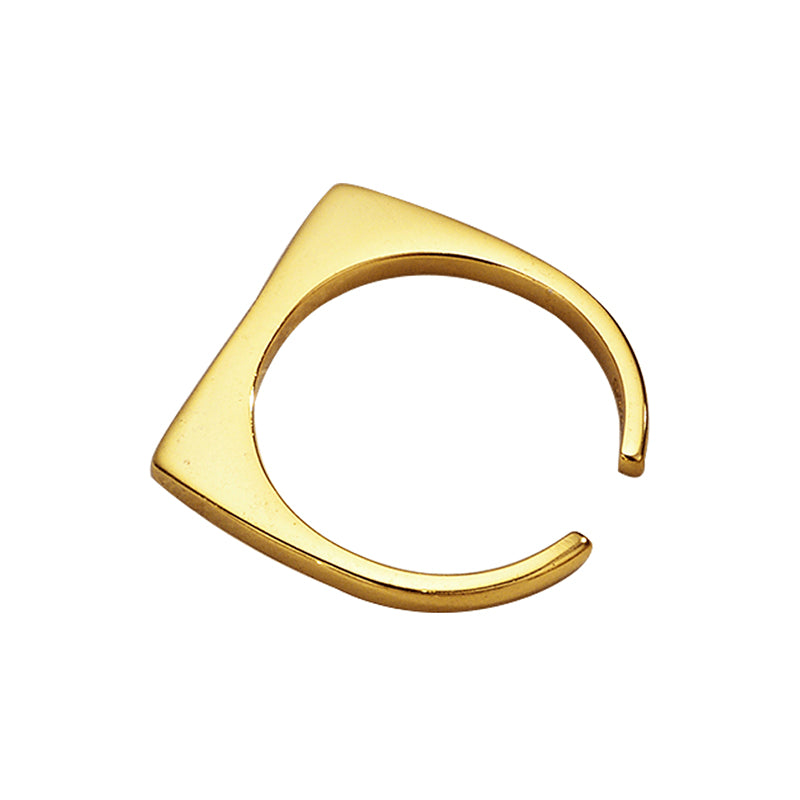 Verstellbarer Ring aus 925 Sterling Silber, grafische Square-Form mit offenem Ende, polierte Oberfläche; 18K vergoldet oder Silber (rhodiniert)