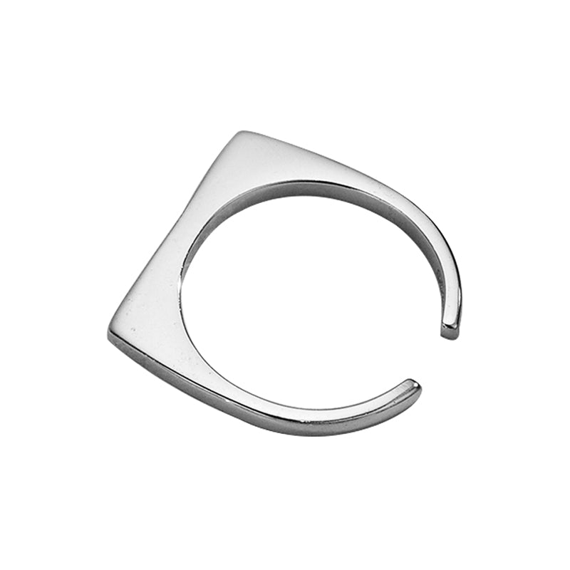 Verstellbarer Ring aus 925 Sterling Silber, grafische Square-Form mit offenem Ende, polierte Oberfläche; 18K vergoldet oder Silber (rhodiniert)