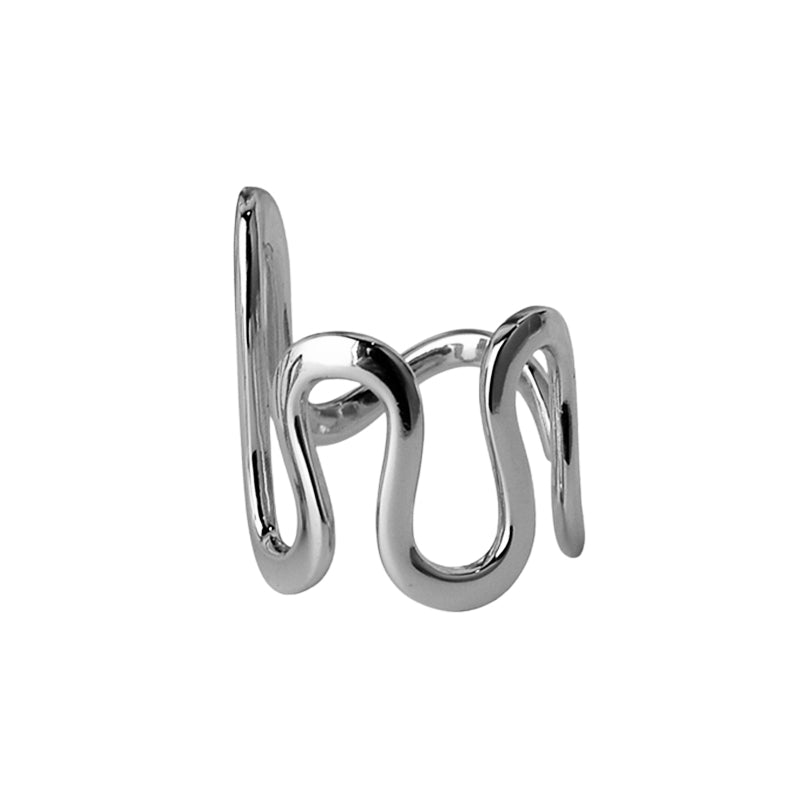 Verstellbarer Wellen-Ring aus 925 Sterling Silber, offenes Design mit fließender, polierter Linie – in Silber oder Gold erhältlich