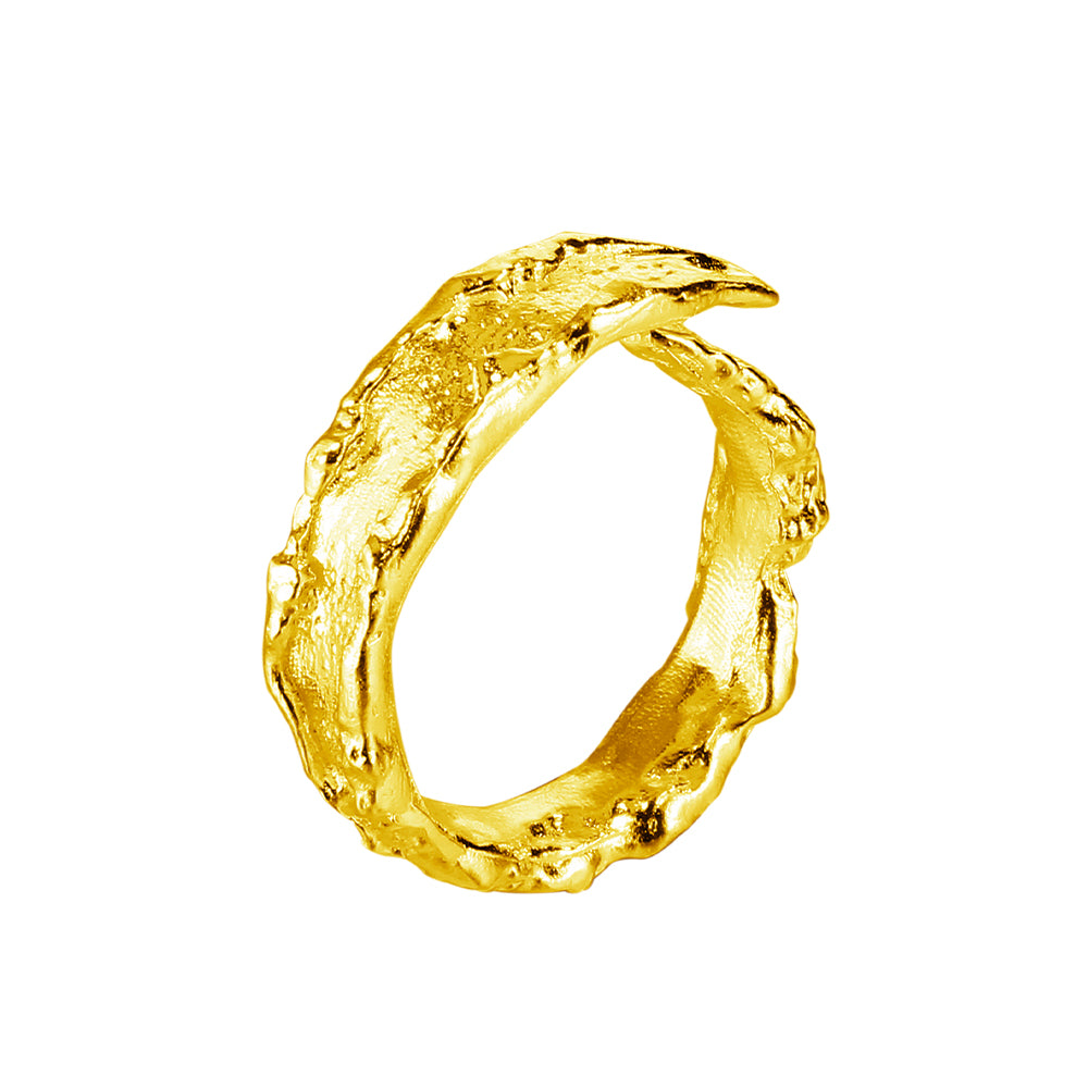 Verstellbarer Ring aus 925 Sterling Silber mit organischer, roher Struktur; optional 18K vergoldet oder Silber (rhodiniert)
