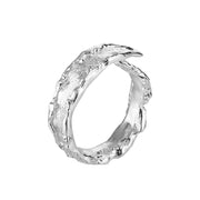 Verstellbarer Ring aus 925 Sterling Silber mit organischer, roher Struktur; optional 18K vergoldet oder Silber (rhodiniert)