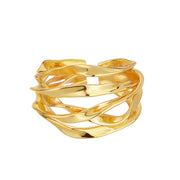 Verstellbarer Ring mit organisch geschwungenem Design aus 925 Sterling Silber, erhältlich 18K vergoldet oder Silber (rhodiniert)