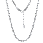 Tenniskette aus 925 Sterling Silber, Zirkonia in Zargenfassung, rhodiniert, mit Karabiner und Verlängerung