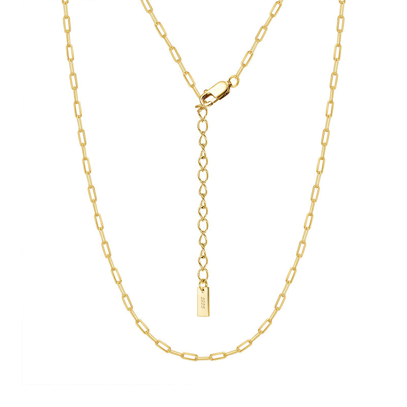 Linka-Kette aus 925 Sterling Silber mit eckigen Gliedern, rhodiniert oder 14K vergoldet, modernes Design.