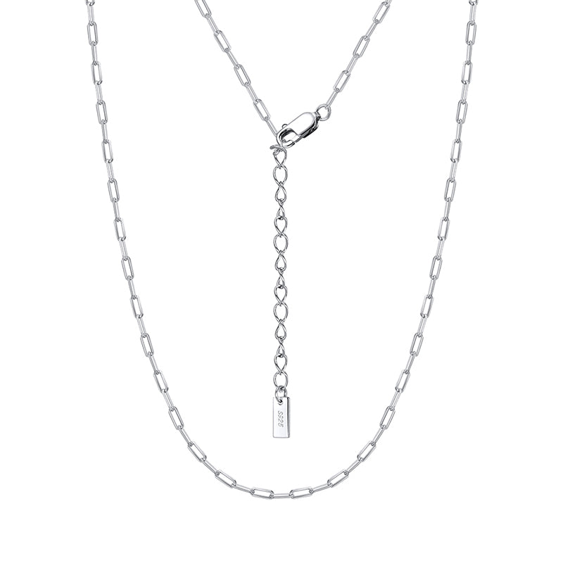 Linka-Kette aus 925 Sterling Silber mit eckigen Gliedern, rhodiniert oder 14K vergoldet, modernes Design.