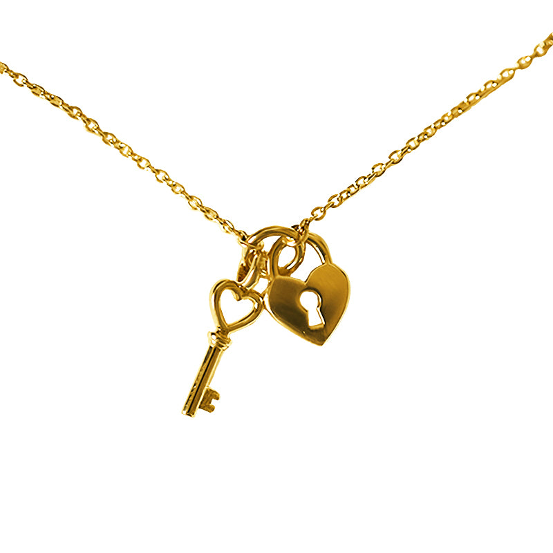 Zarte Herz-Schloss Halskette aus 925 Sterling Silber mit Schlüssel-Charm, filigran und alltagstauglich, ideal zum Layering.