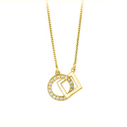 Halskette aus 925 Sterling Silber mit Kreis- und Quadrat-Anhänger, teils mit Zirkonia besetzt, rhodiniert oder 18K vergoldet