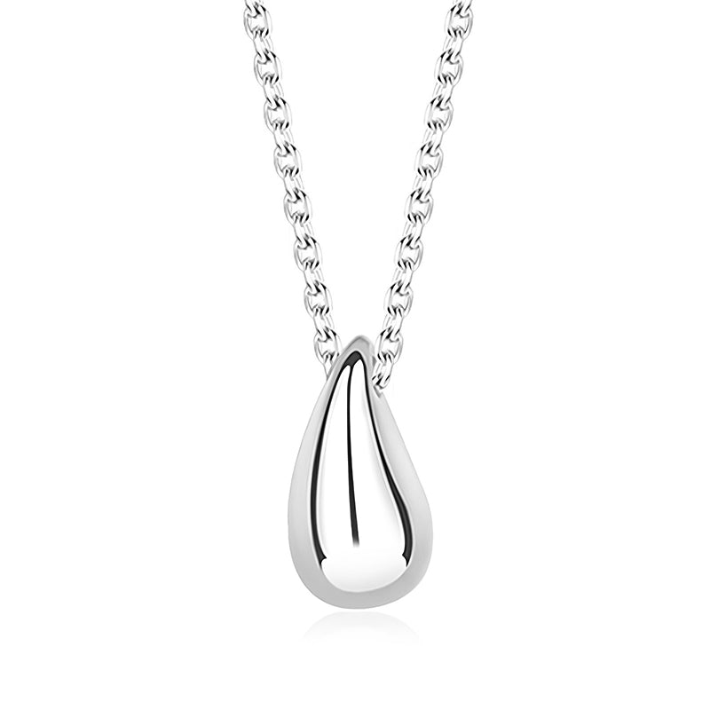 Tropfenförmige Halskette aus 925 Sterling Silber, rhodiniert oder 18K vergoldet, minimalistisches Design mit glatter Oberfläche