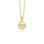 Satinierte Tropfen-Halskette aus 925 Sterling Silber mit kleinem Zirkonia am Aufhänger, 18K vergoldet, minimalistisch