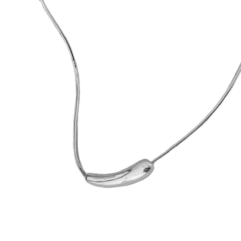 Minimalistische Halskette aus 925 Sterling Silber mit geschwungenem Anhänger, rhodiniert oder 18K vergoldet