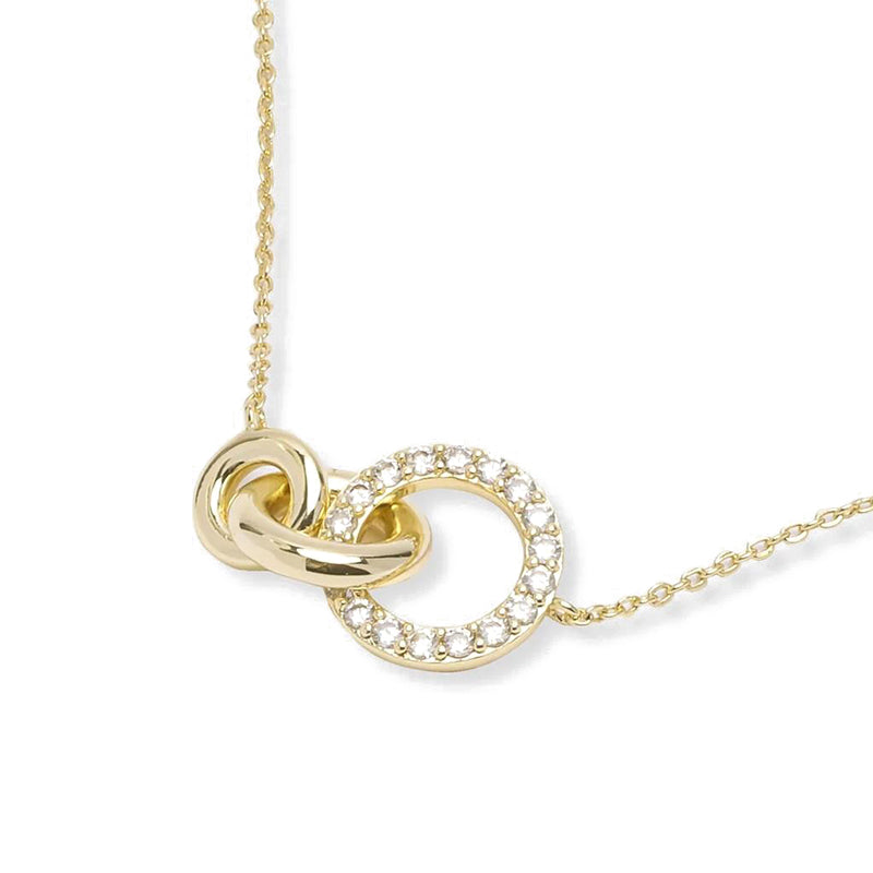 Halskette aus 925 Sterling Silber mit kleinem Knoten und pavébesetztem Kreis, wahlweise 18K vergoldet
