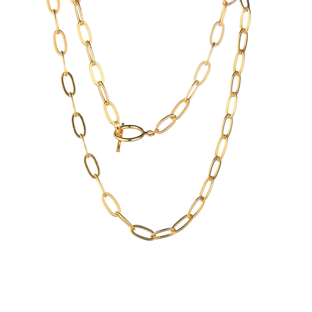 Zweireihige Paperclip-Kette mit Toggle-Frontverschluss aus 925 Sterling Silber, poliert, minimalistisches Design.