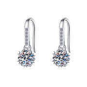 Ohrhänger aus 925 Sterling Silber rhodiniert mit rundem Zirkonia und feiner Pavé-Fassung, elegantes Schmuckstück für Damen