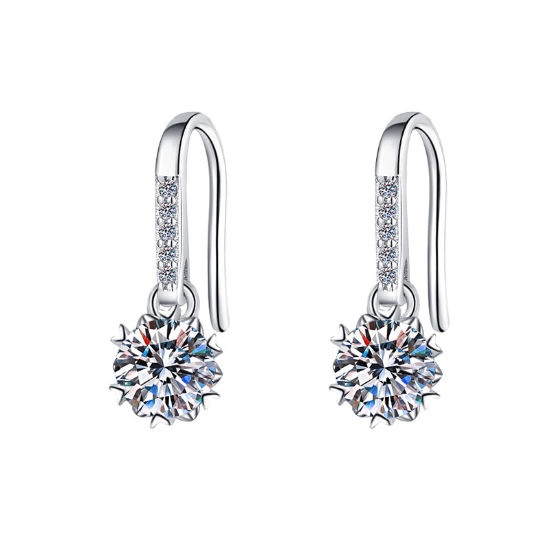 Ohrhänger aus 925 Sterling Silber rhodiniert mit rundem Zirkonia und feiner Pavé-Fassung, elegantes Schmuckstück für Damen