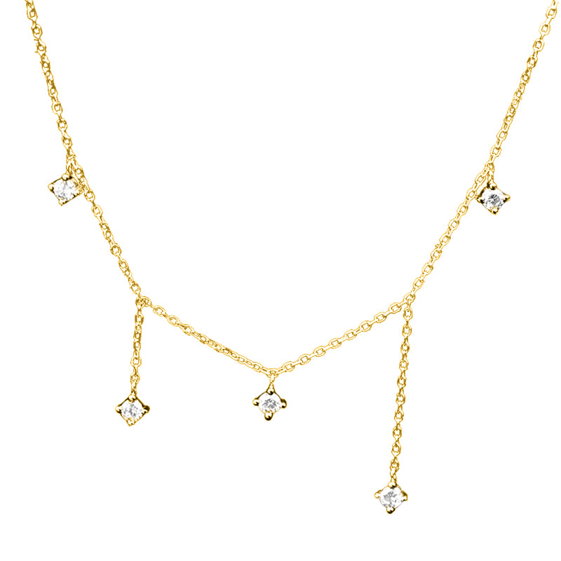 Zarte Halskette mit kleinen Zirkonia-Anhängern aus 925 Sterling Silber, erhältlich in Silber, Gold und Roségold