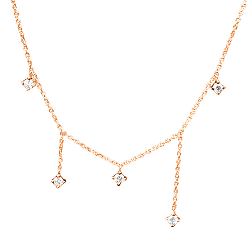 Zarte Halskette mit kleinen Zirkonia-Anhängern aus 925 Sterling Silber, erhältlich in Silber, Gold und Roségold