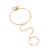 Feine Handkette im Sahmeran-Stil aus 925 Sterling Silber, 18K vergoldet, mit diamantierten Gliedern für zarten Glanz