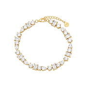AÚRA Tennisarmband aus 925 Sterling Silber, 18K vergoldet oder rhodiniert, mit Zirkonia in runder, tropfen- und baguetteförmiger Fassung
