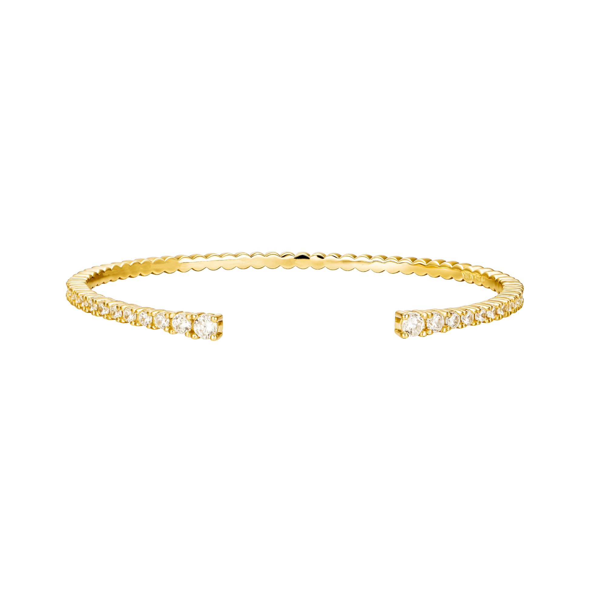 AÚRA Armreif aus 925 Sterling Silber, 18K vergoldet oder rhodiniert, offen und verstellbar, mit funkelnden Zirkonia