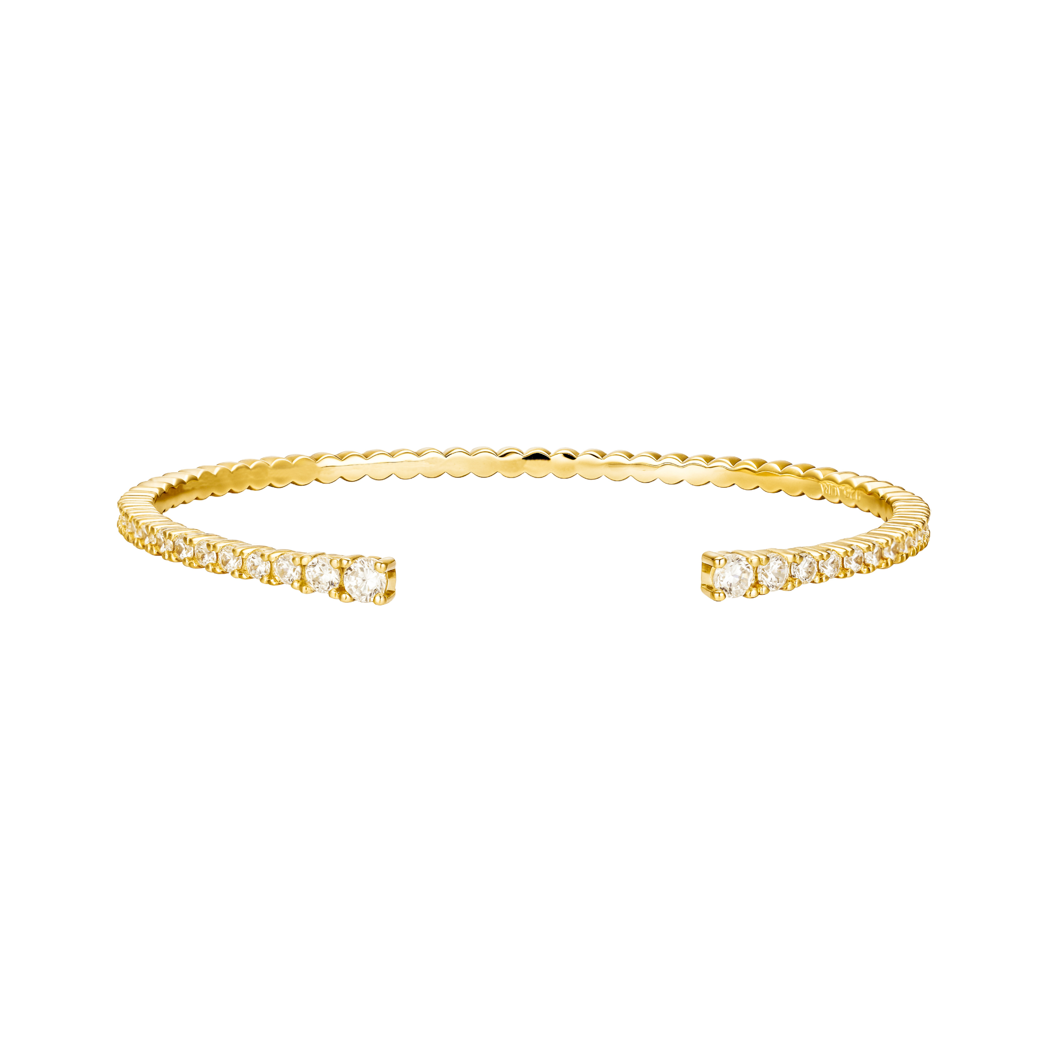 AÚRA Armreif aus 925 Sterling Silber, 18K vergoldet oder rhodiniert, offen und verstellbar, mit funkelnden Zirkonia