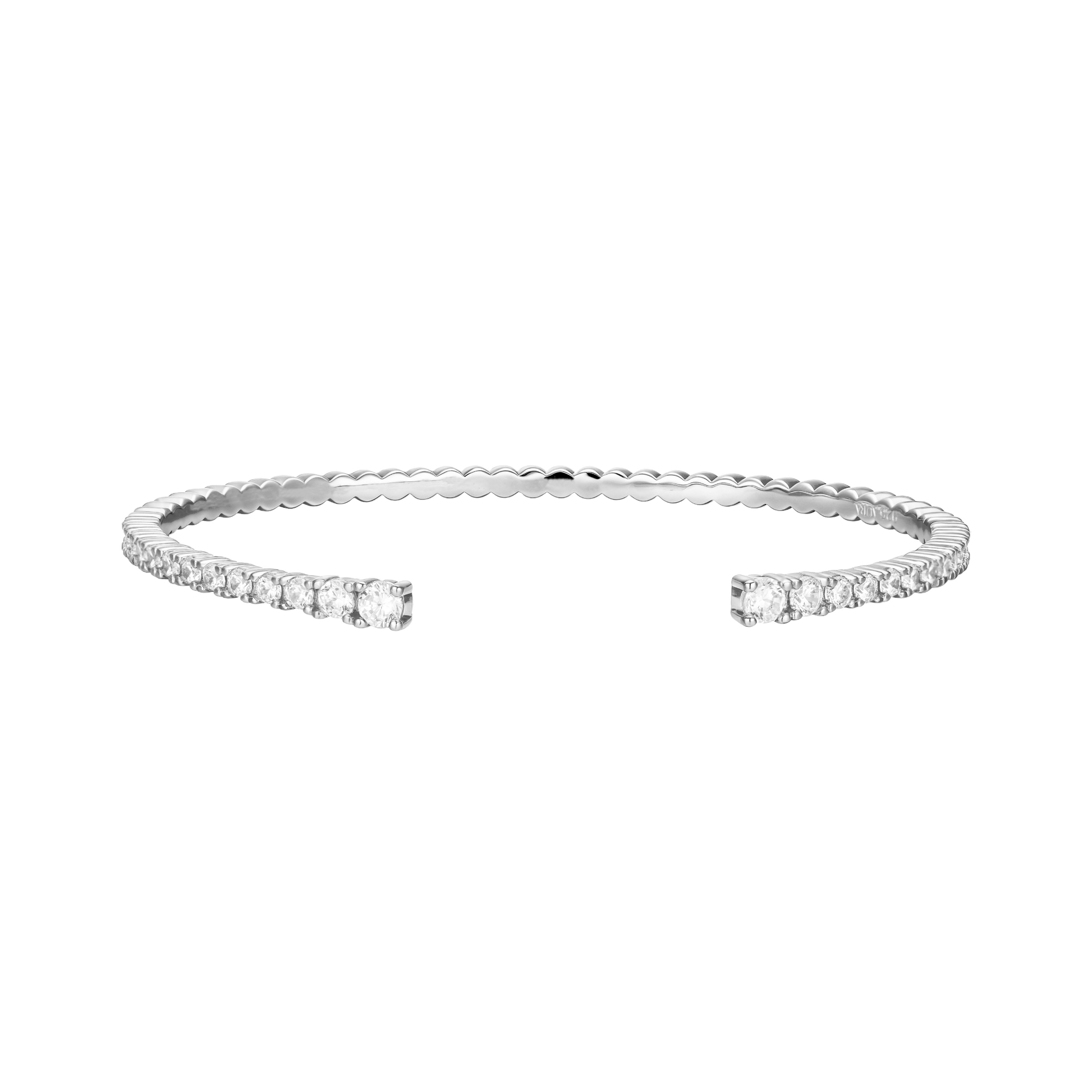 AÚRA Armreif aus 925 Sterling Silber, 18K vergoldet oder rhodiniert, offen und verstellbar, mit funkelnden Zirkonia