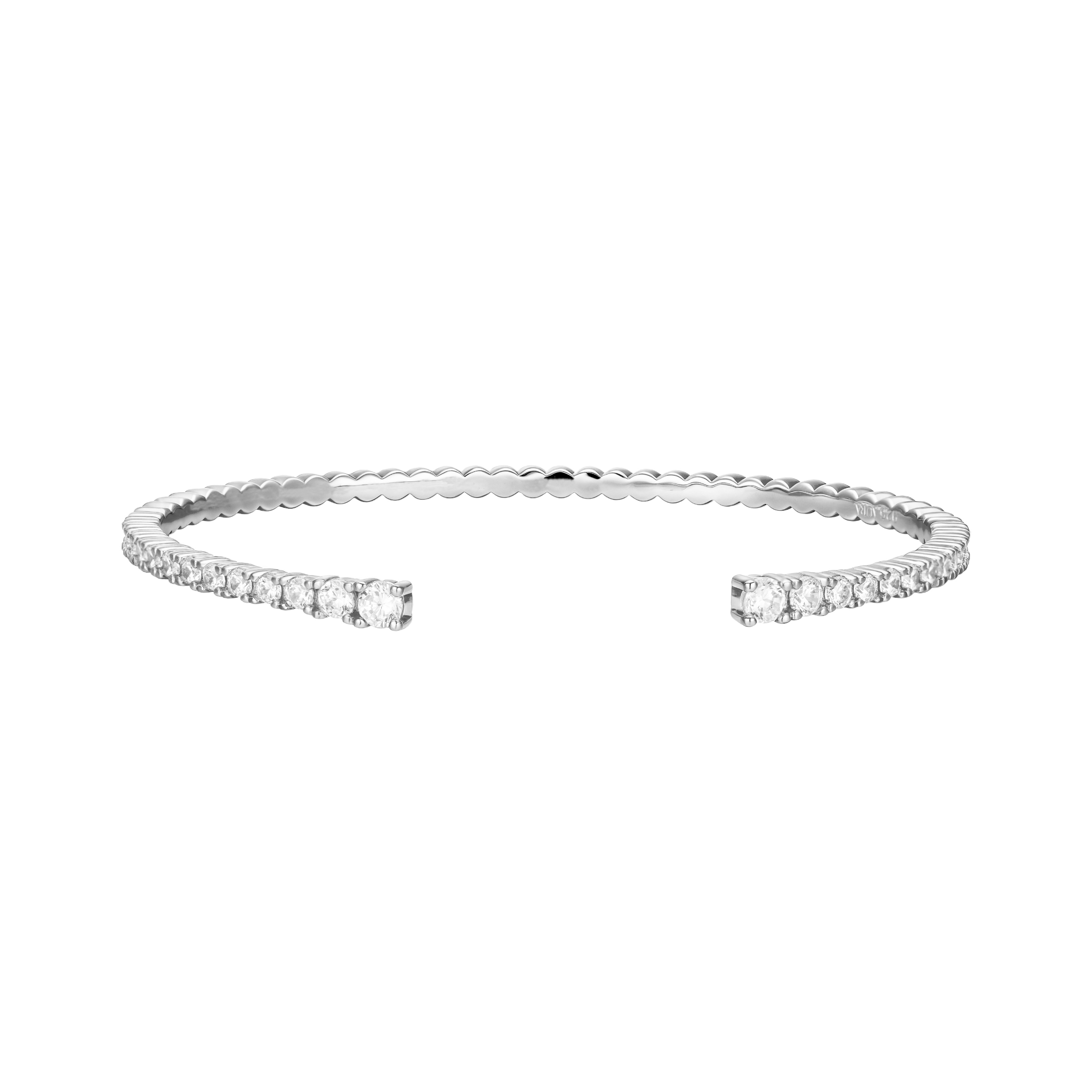 AÚRA Armreif aus 925 Sterling Silber, 18K vergoldet oder rhodiniert, offen und verstellbar, mit funkelnden Zirkonia