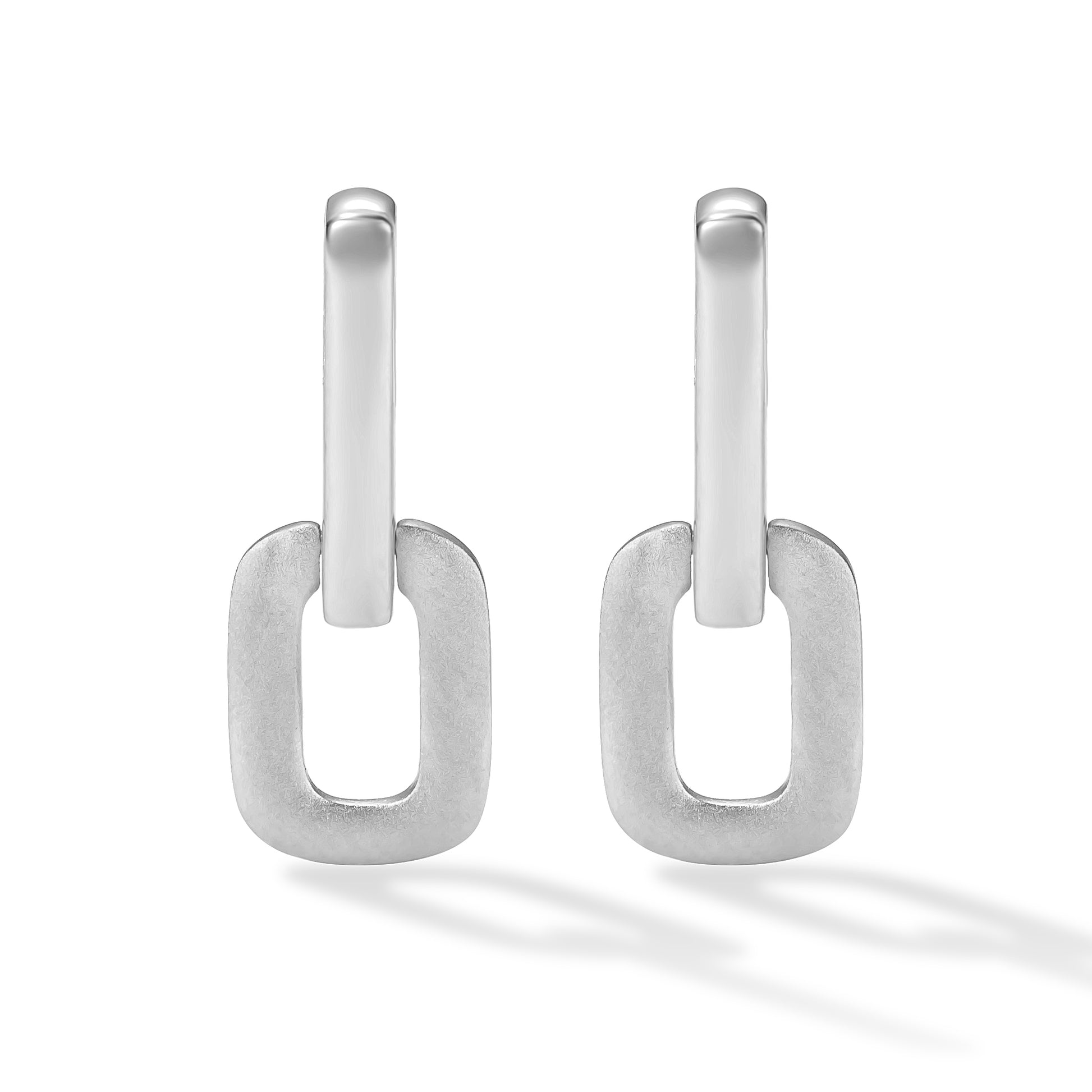 Ohrhänger in Gliederform aus 925 Sterling Silber, matt-glänzend kombiniert, minimalistisches Design