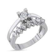 Klassischer Ring aus 925 Sterling Silber mit Zirkonia, wahlweise rhodiniert oder 18K vergoldet, elegant gefasste Steine