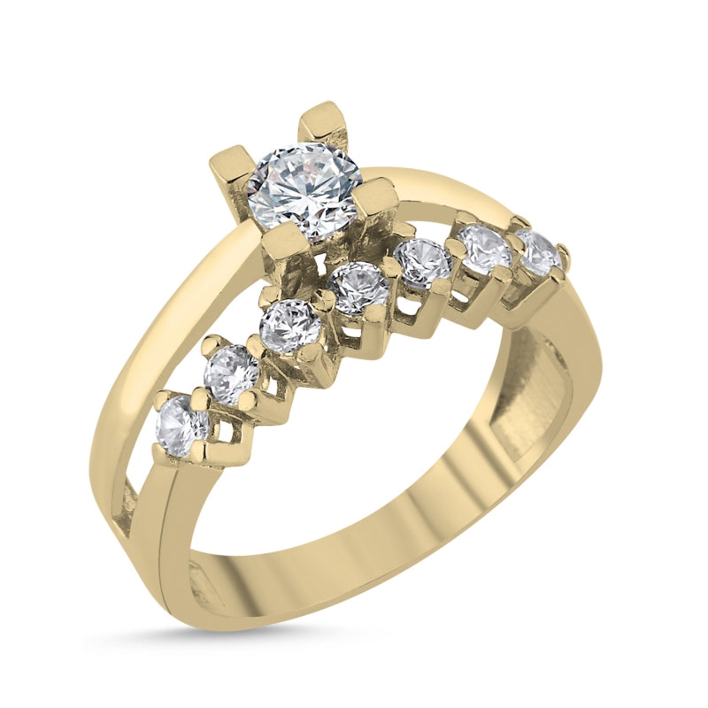 Klassischer Ring aus 925 Sterling Silber mit Zirkonia, wahlweise rhodiniert oder 18K vergoldet, elegant gefasste Steine
