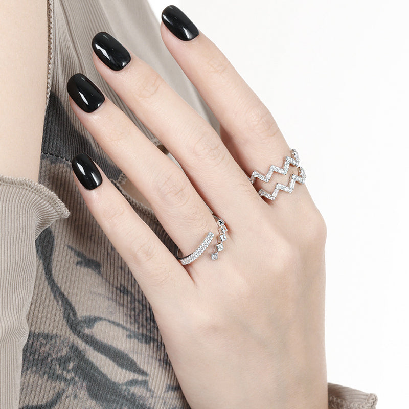 Pavé Baguette — Offener Ring