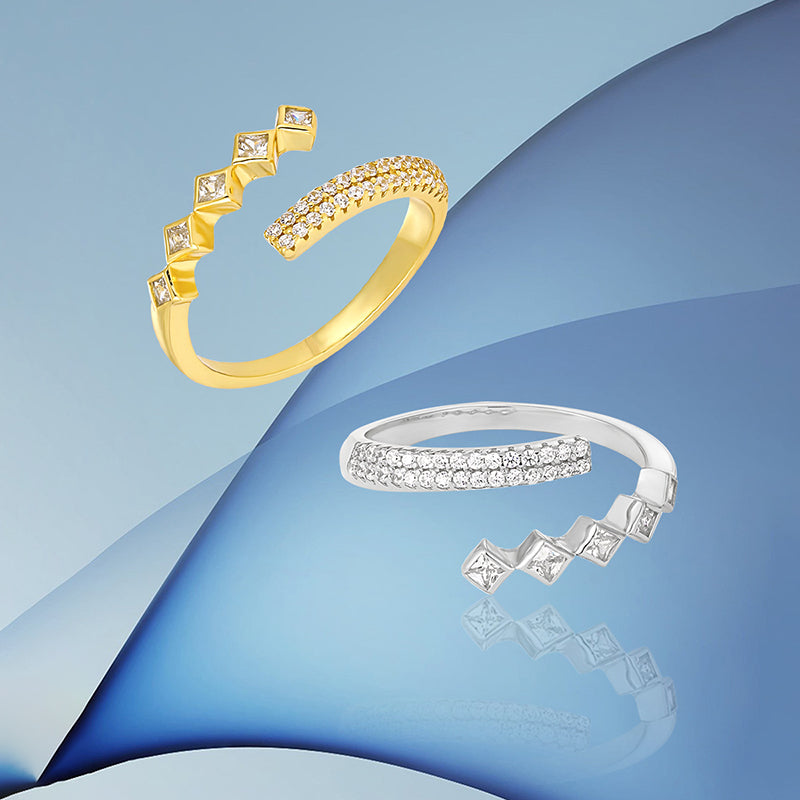 Pavé Baguette — Offener Ring