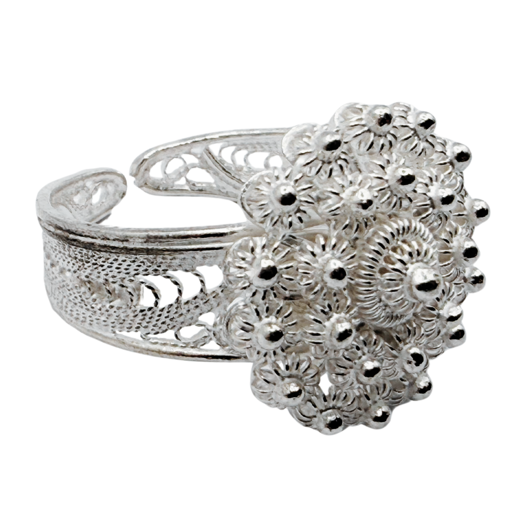 Bereket Telkari Ring aus 925 Sterling Silber, verstellbar, filigranes Orient-Design