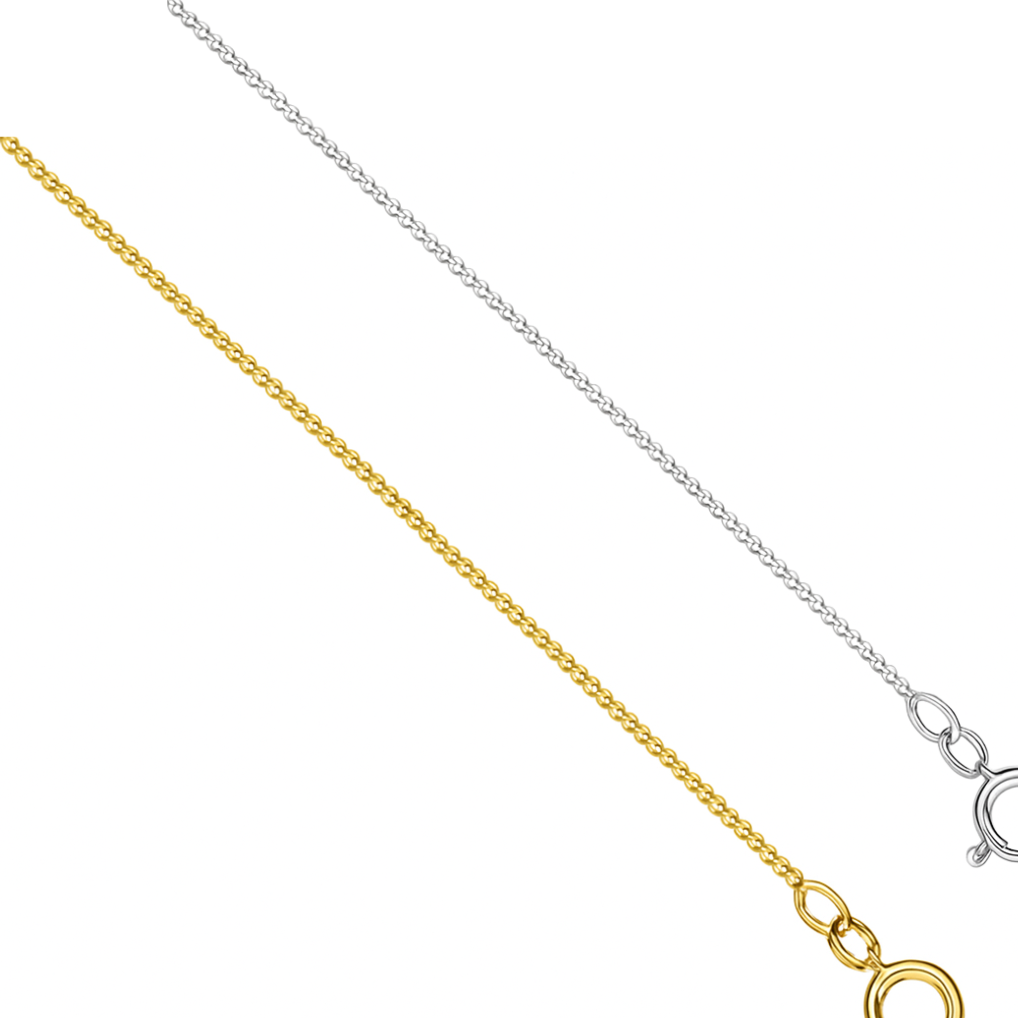 Pearl-Kette aus 925 Sterling Silber, 40 cm + 5 cm verlängerbar, poliert, wahlweise rhodiniert oder 18K vergoldet.
